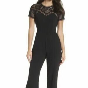 Harlyn Kaci Jumpsuit black size small with lace trim